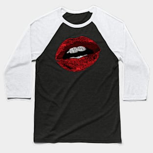 Typography Red Lips Design by InsideLuv Baseball T-Shirt